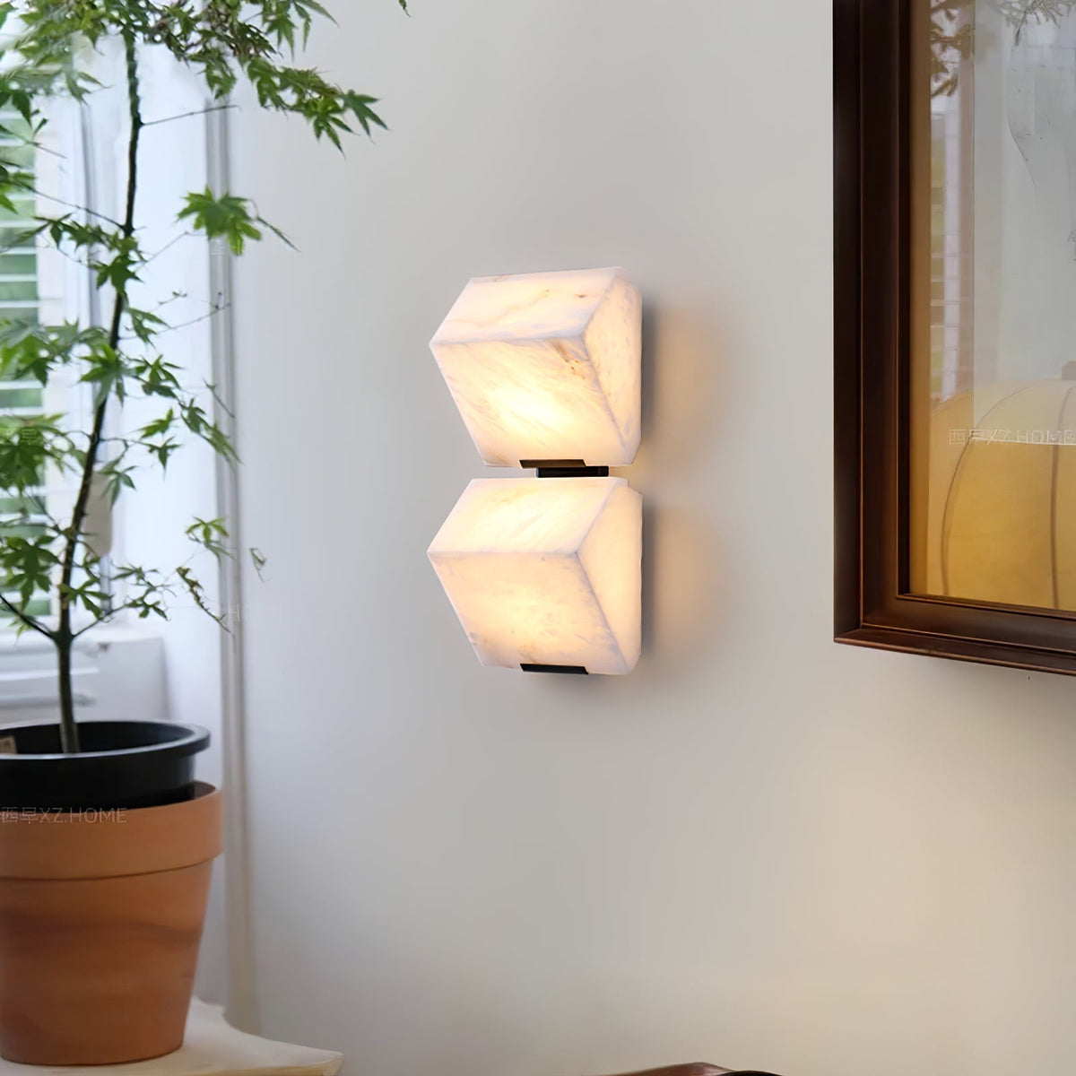Alabaster Staircase Wall Lamp, Adjustable Brightness