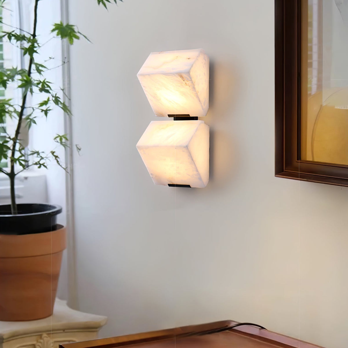 Alabaster Staircase Wall Lamp, Adjustable Brightness