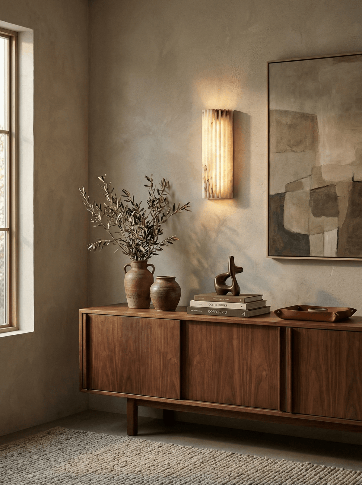 Alabaster Wall Light with Adjustable Brightness — front view