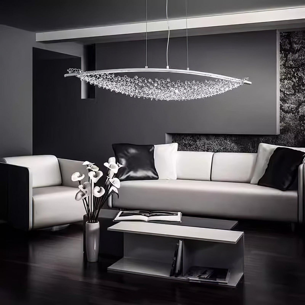 Adjustable Linear Pendant Light with Warm Glow