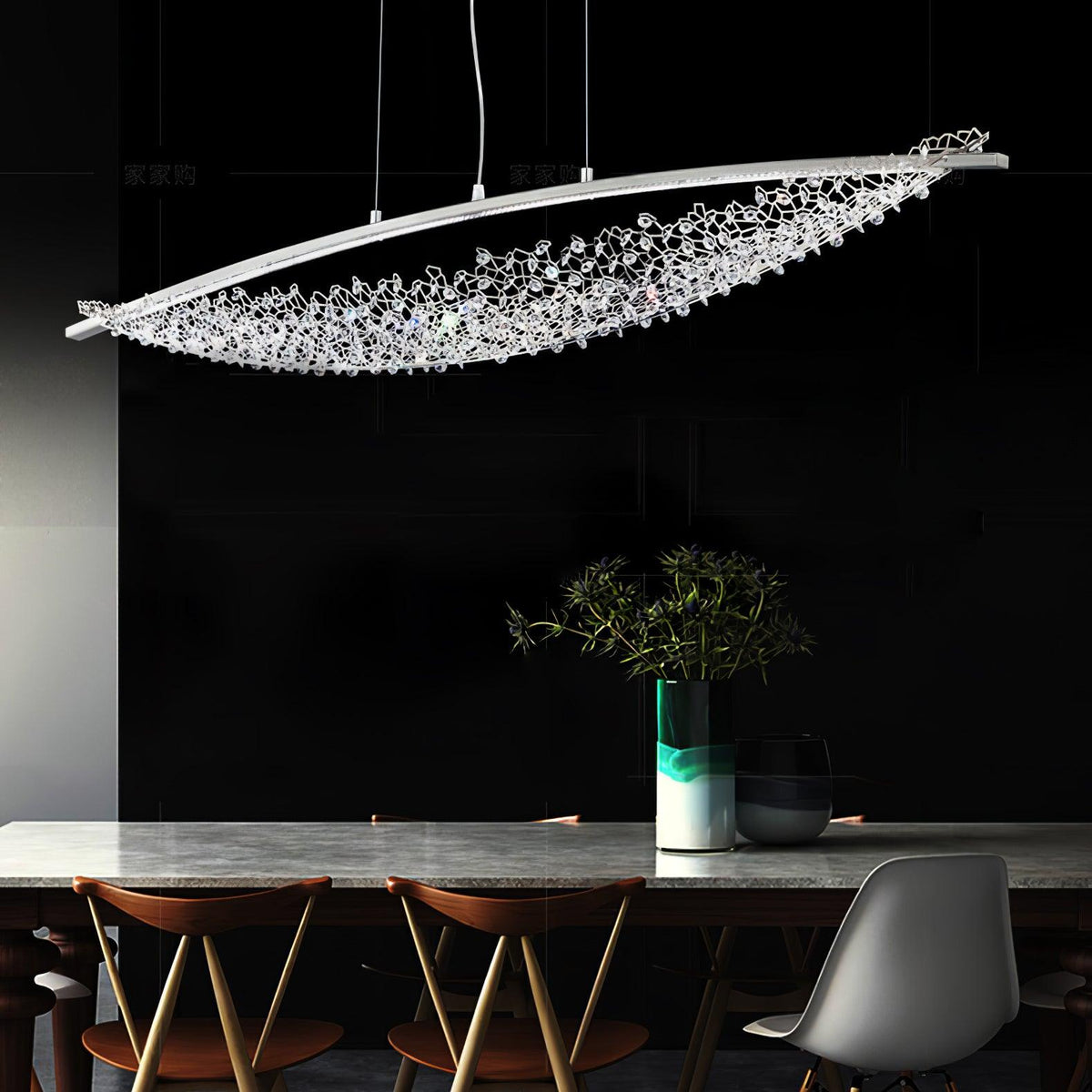 Adjustable Linear Pendant Light with Warm Glow — front view