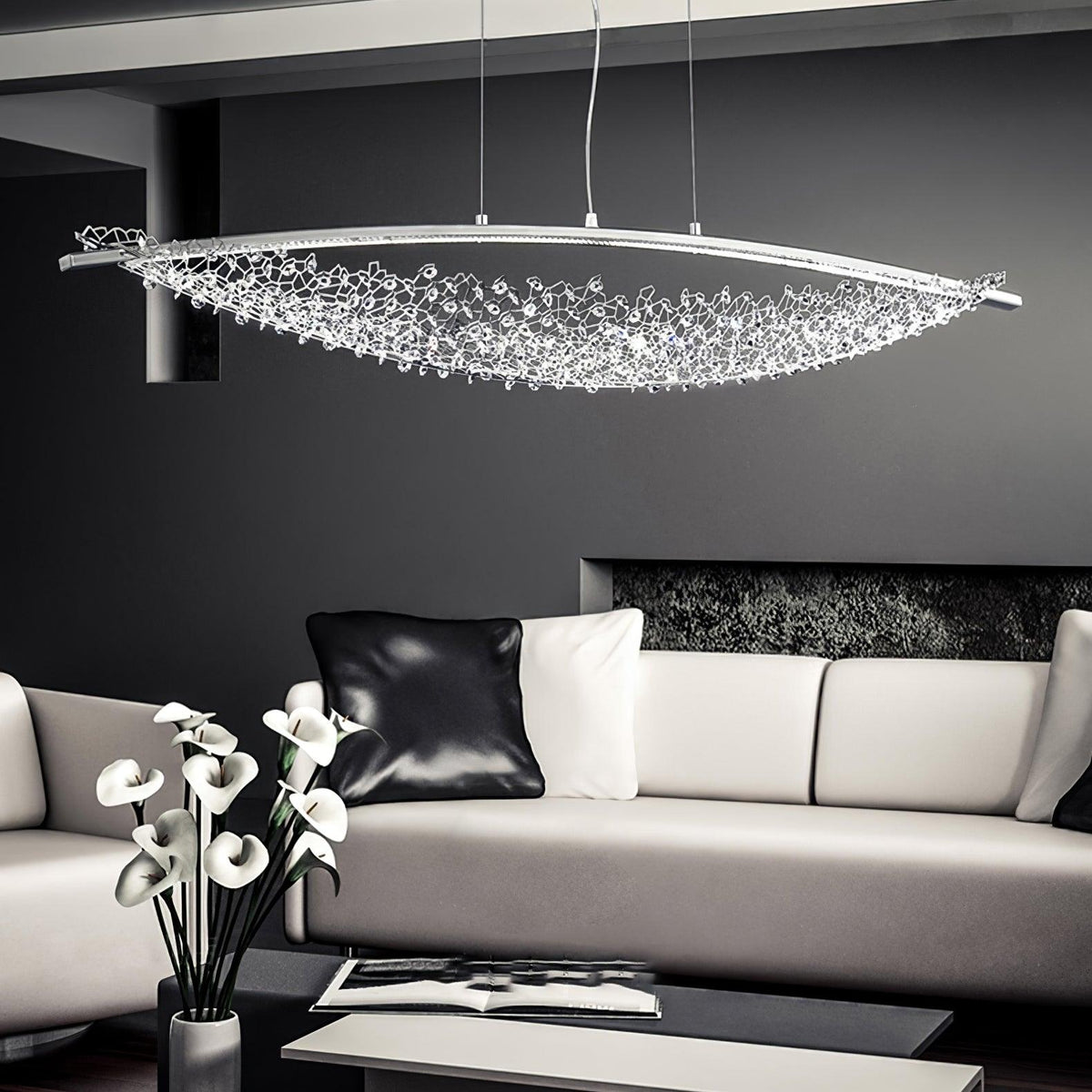 Adjustable Linear Pendant Light with Warm Glow — lifestyle view