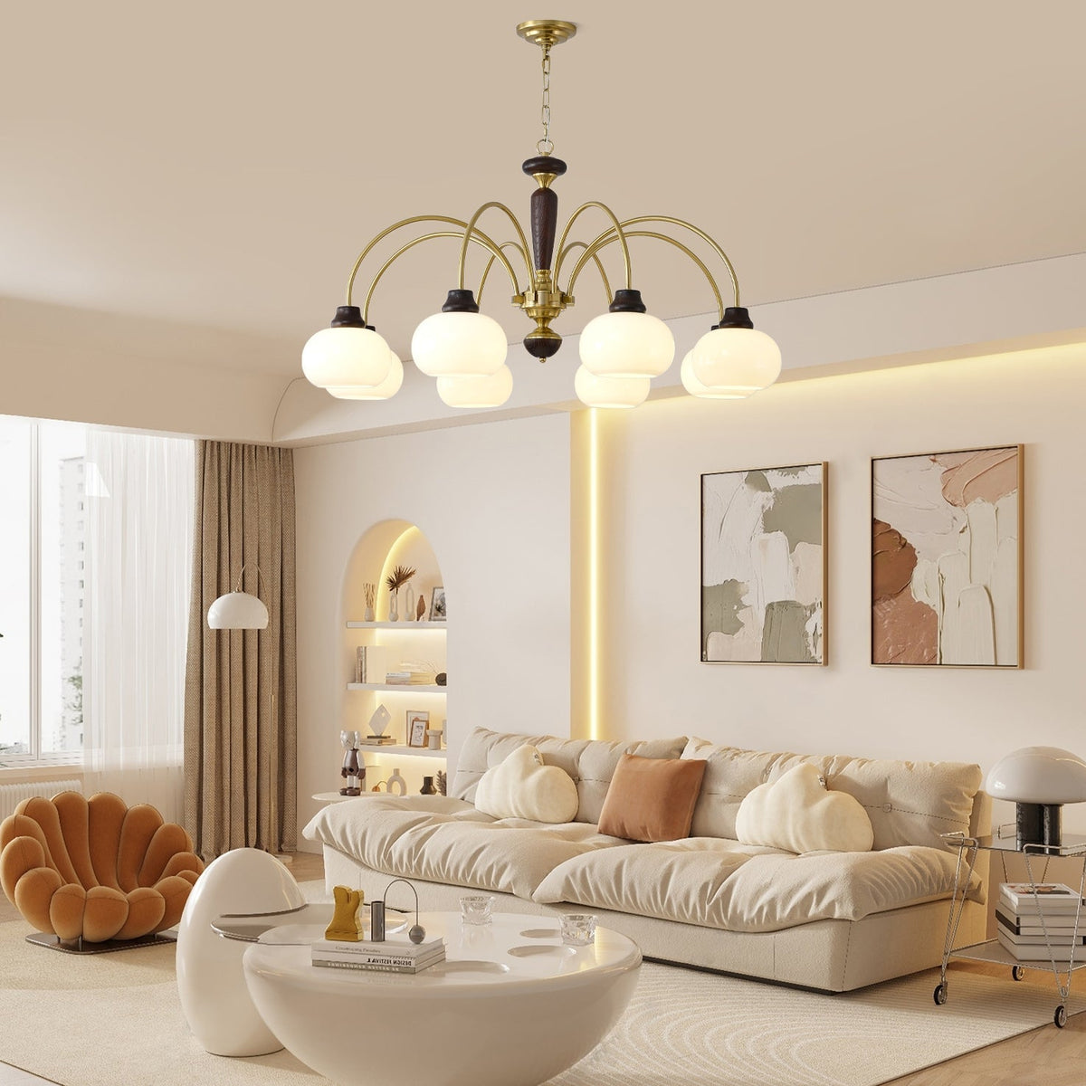 Arched Globe Chandelier with Adjustable Height
