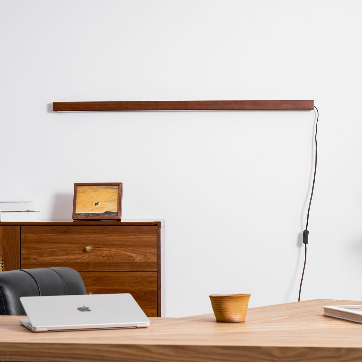 Linear Wood Plug-In Wall Light, Dimmable