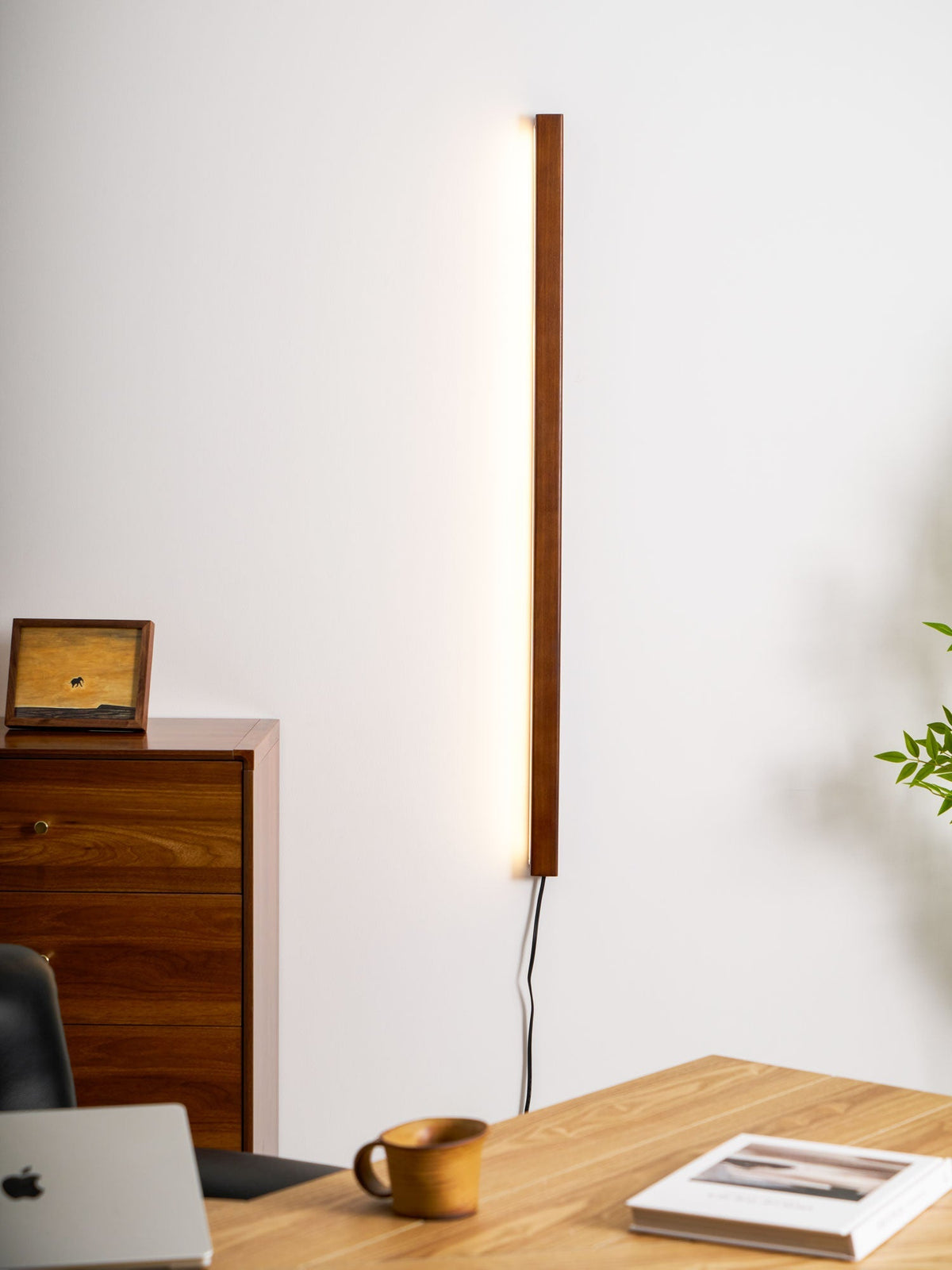 Linear Wood Plug-In Wall Light, Dimmable