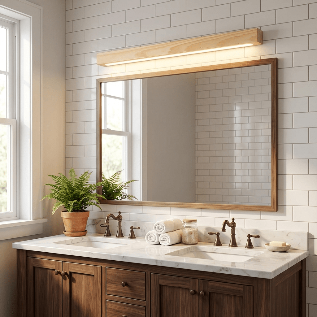 Linear Wood Wall Light, Eco-Friendly Design — front view