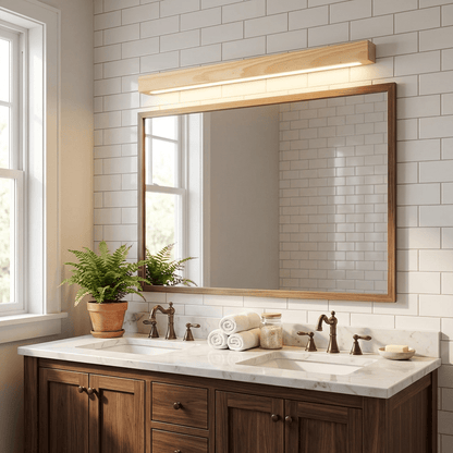 Linear Wood Wall Light, Eco-Friendly Design — front view