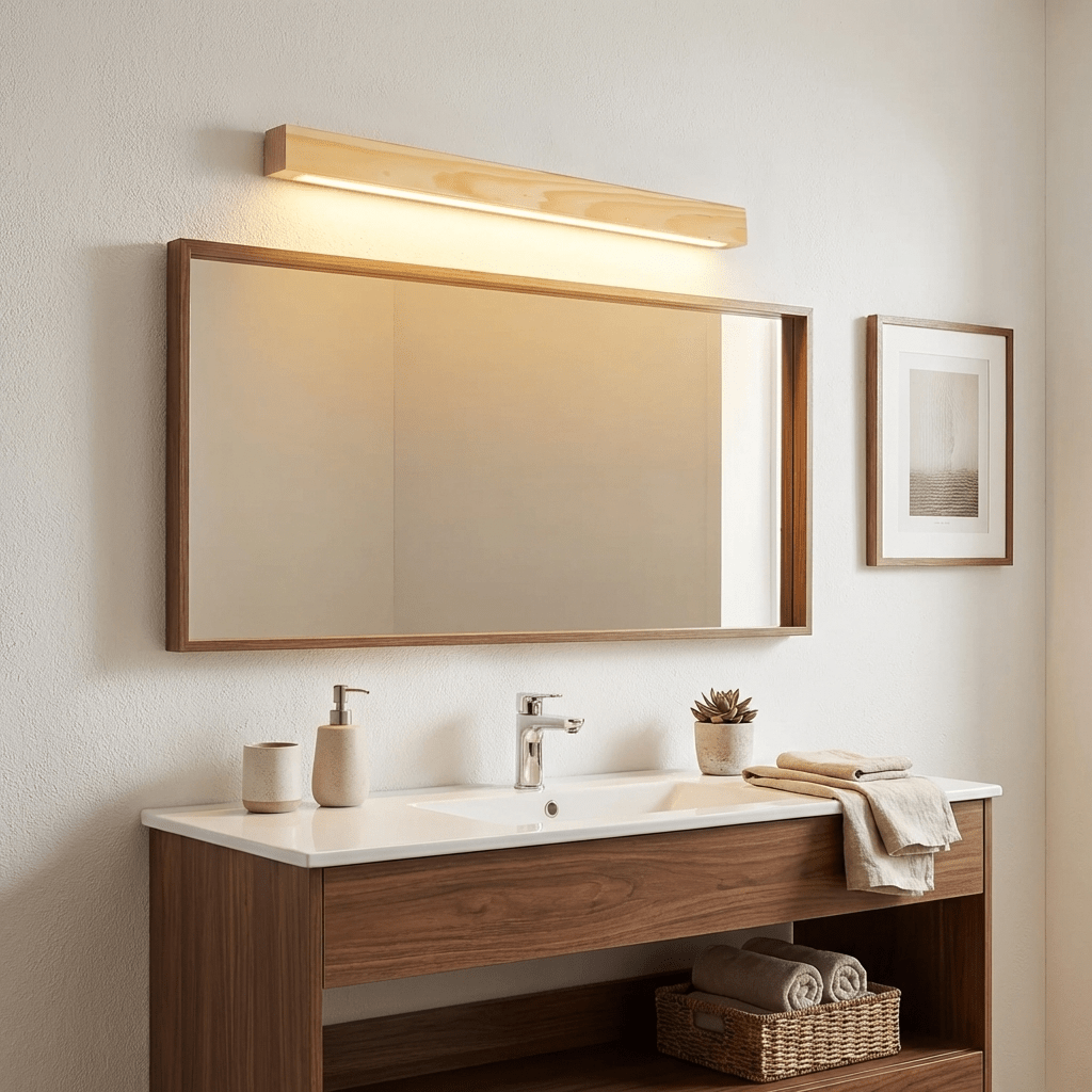 Linear Wood Wall Light, Eco-Friendly Design — detail view
