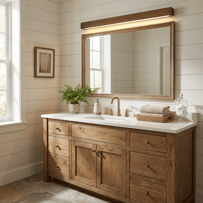 Linear Wood Wall Light, Eco-Friendly Design — side view