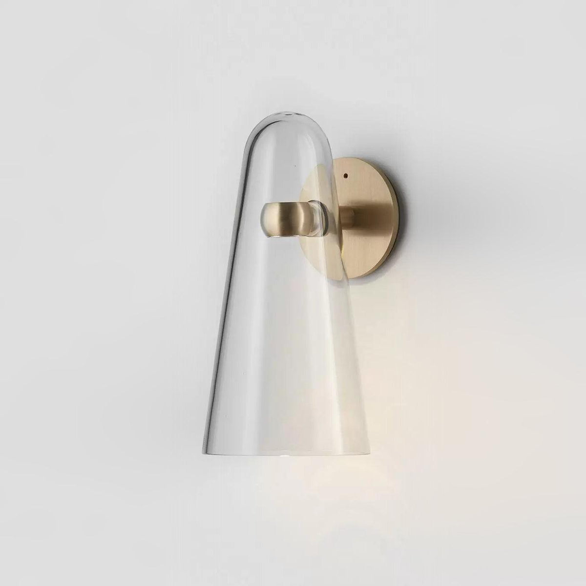 Conical Glass Wall Lamp, Soft Ambient Light — front view
