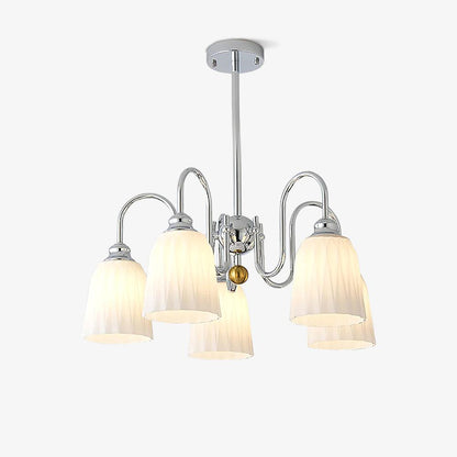Bauhaus-Style Pleated Chandelier with Adjustable Height
