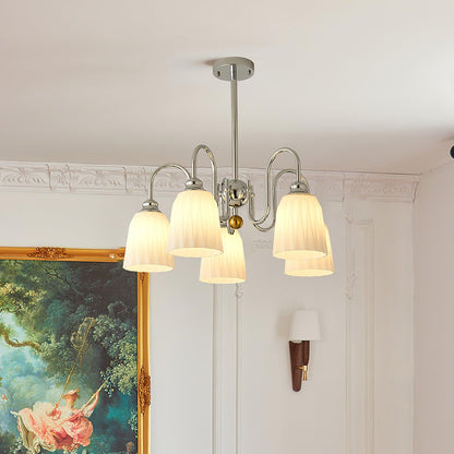 Bauhaus-Style Pleated Chandelier with Adjustable Height
