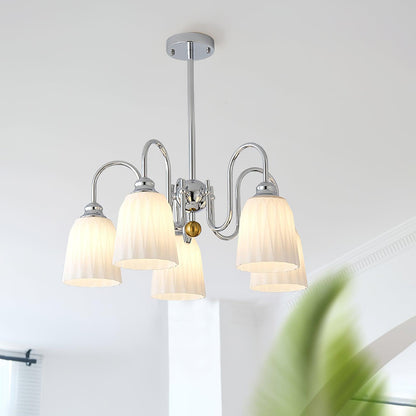 Bauhaus-Style Pleated Chandelier with Adjustable Height