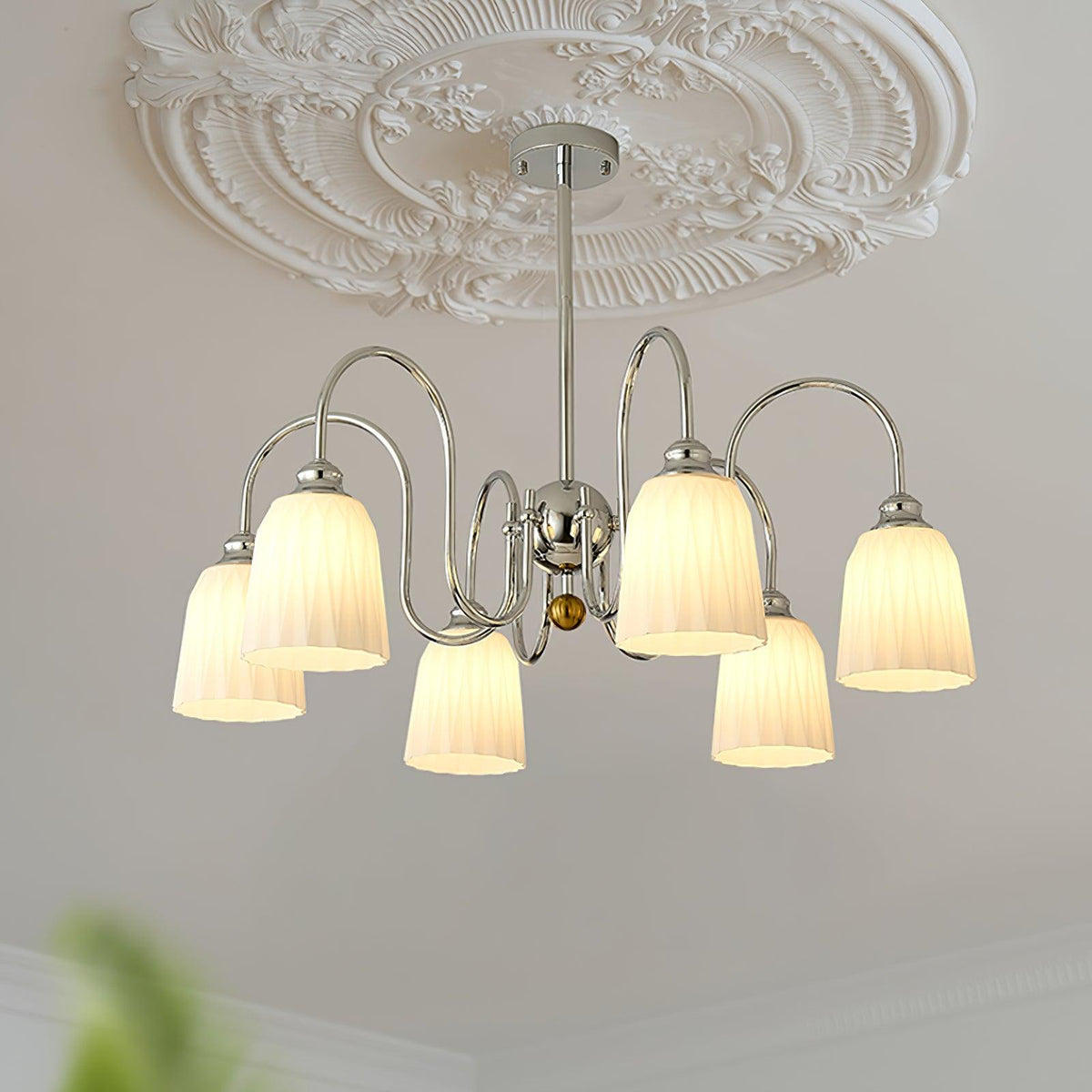 Bauhaus-Style Pleated Chandelier with Adjustable Height