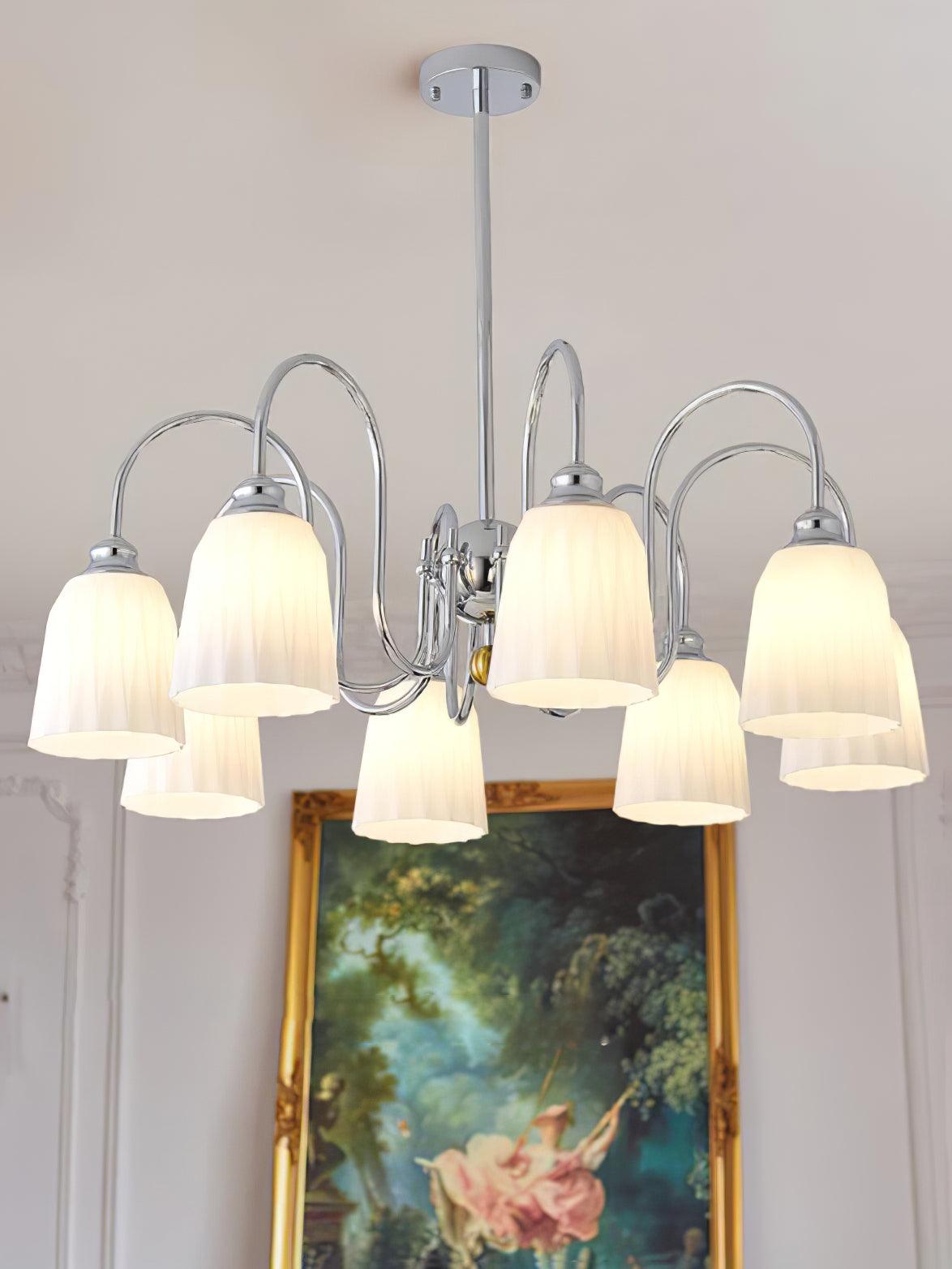 Bauhaus-Style Pleated Chandelier with Adjustable Height