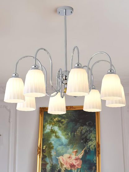 Bauhaus-Style Pleated Chandelier with Adjustable Height