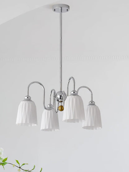 Bauhaus-Style Pleated Chandelier with Adjustable Height