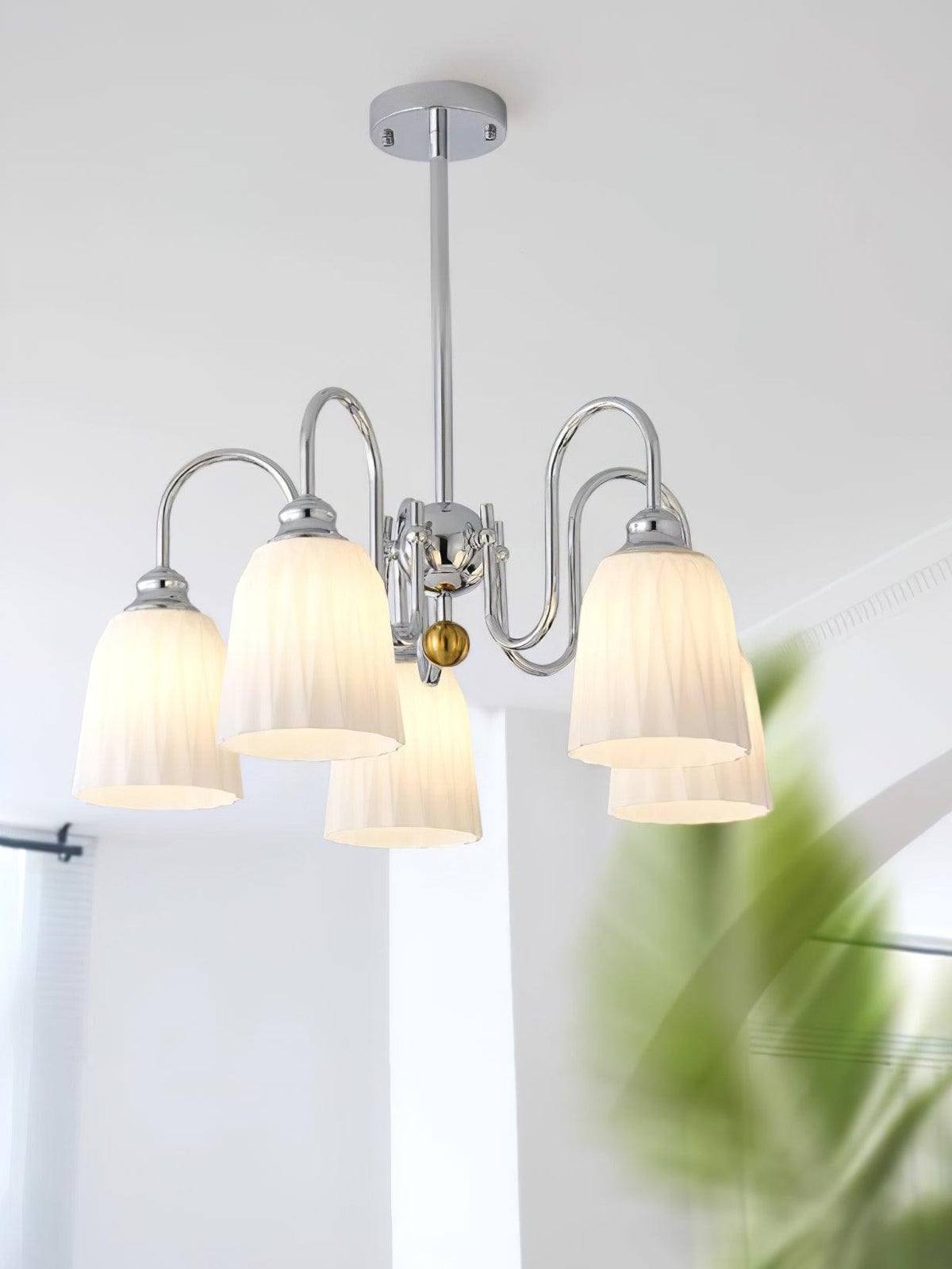 Bauhaus-Style Pleated Chandelier with Adjustable Height