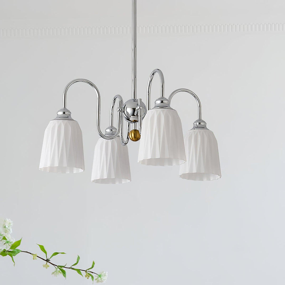 Bauhaus-Style Pleated Chandelier with Adjustable Height