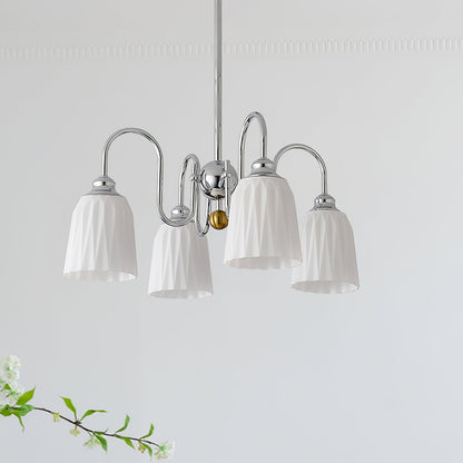 Bauhaus-Style Pleated Chandelier with Adjustable Height
