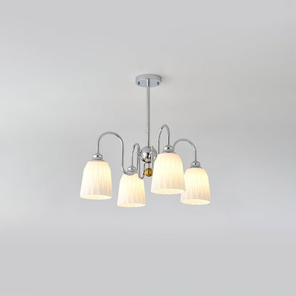 Bauhaus-Style Pleated Chandelier with Adjustable Height — front view
