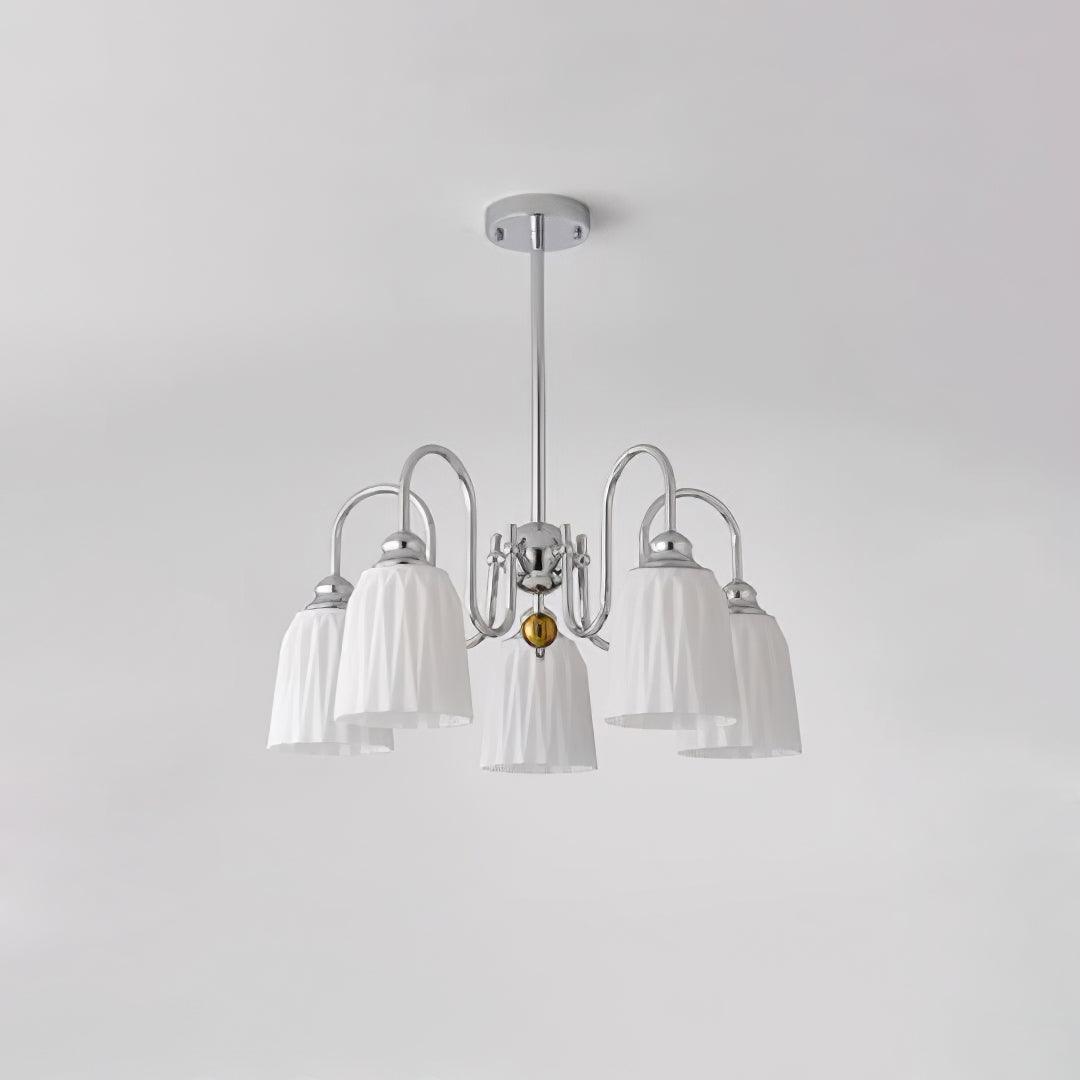 Bauhaus-Style Pleated Chandelier with Adjustable Height