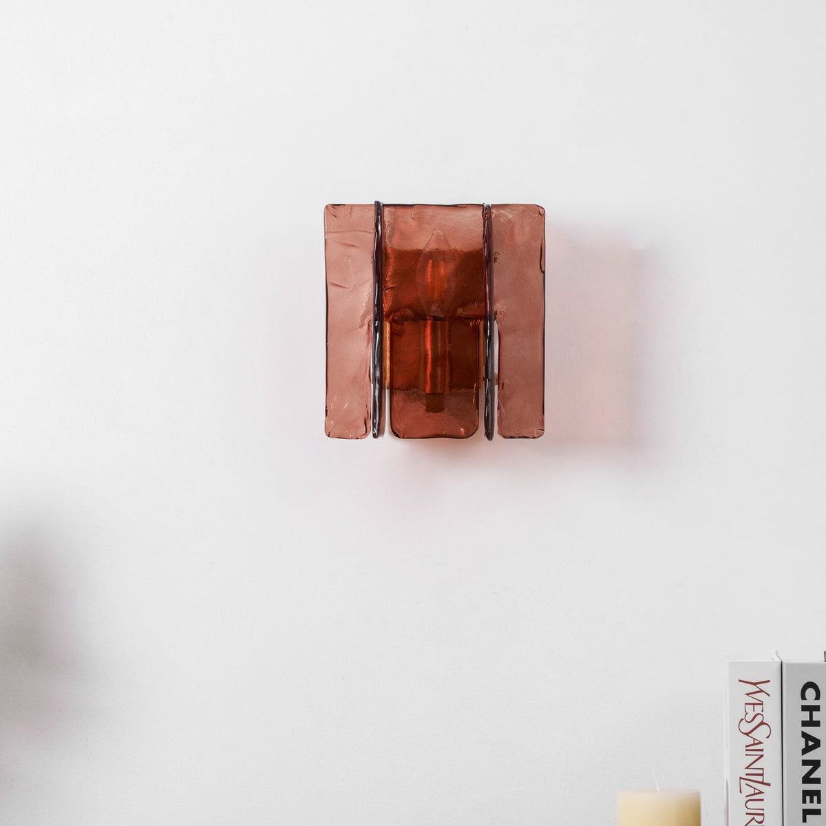 Modern LED Wall Light, Gold & Wine Red