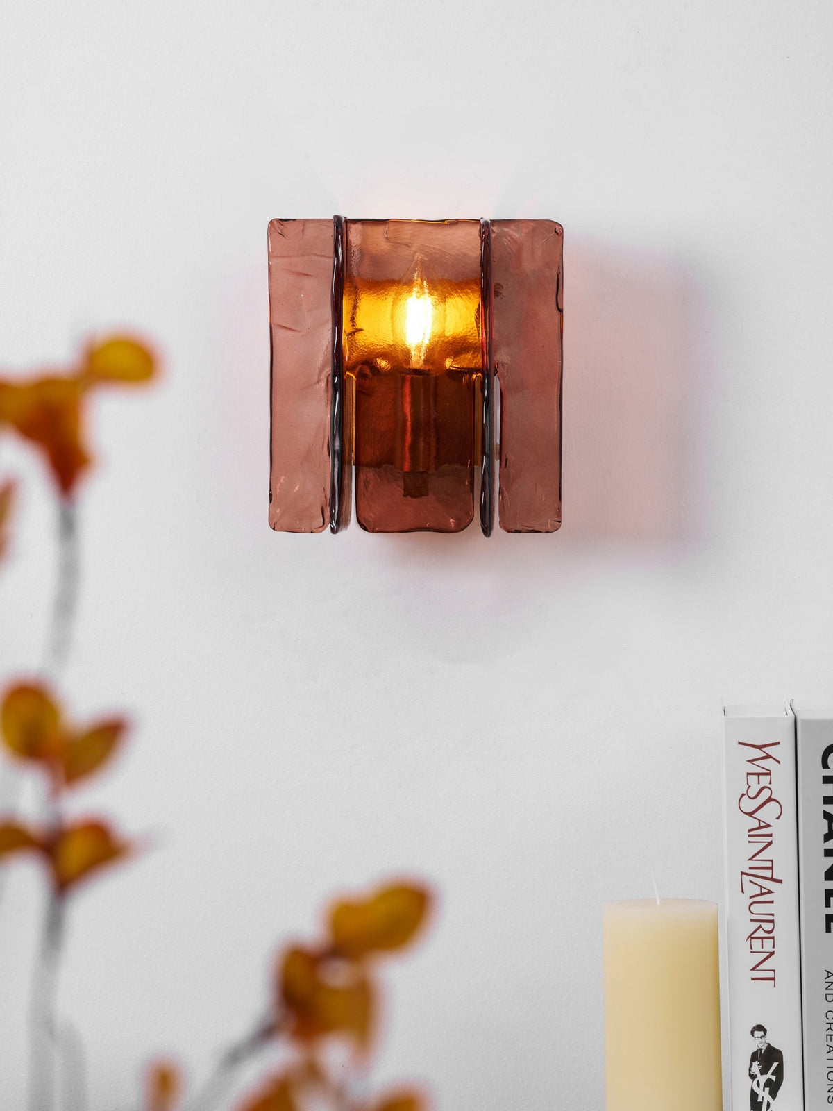 Modern LED Wall Light, Gold & Wine Red
