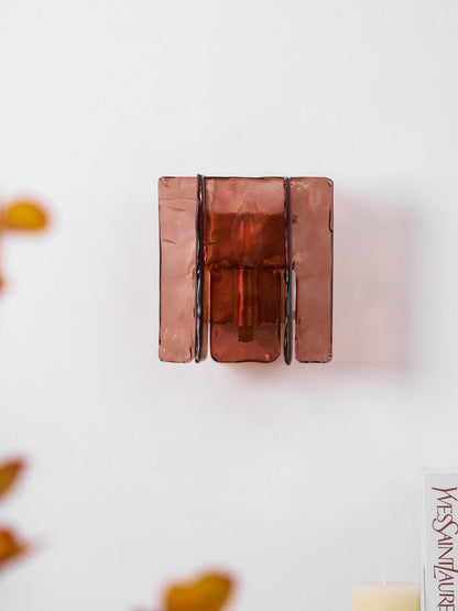 Modern LED Wall Light, Gold & Wine Red