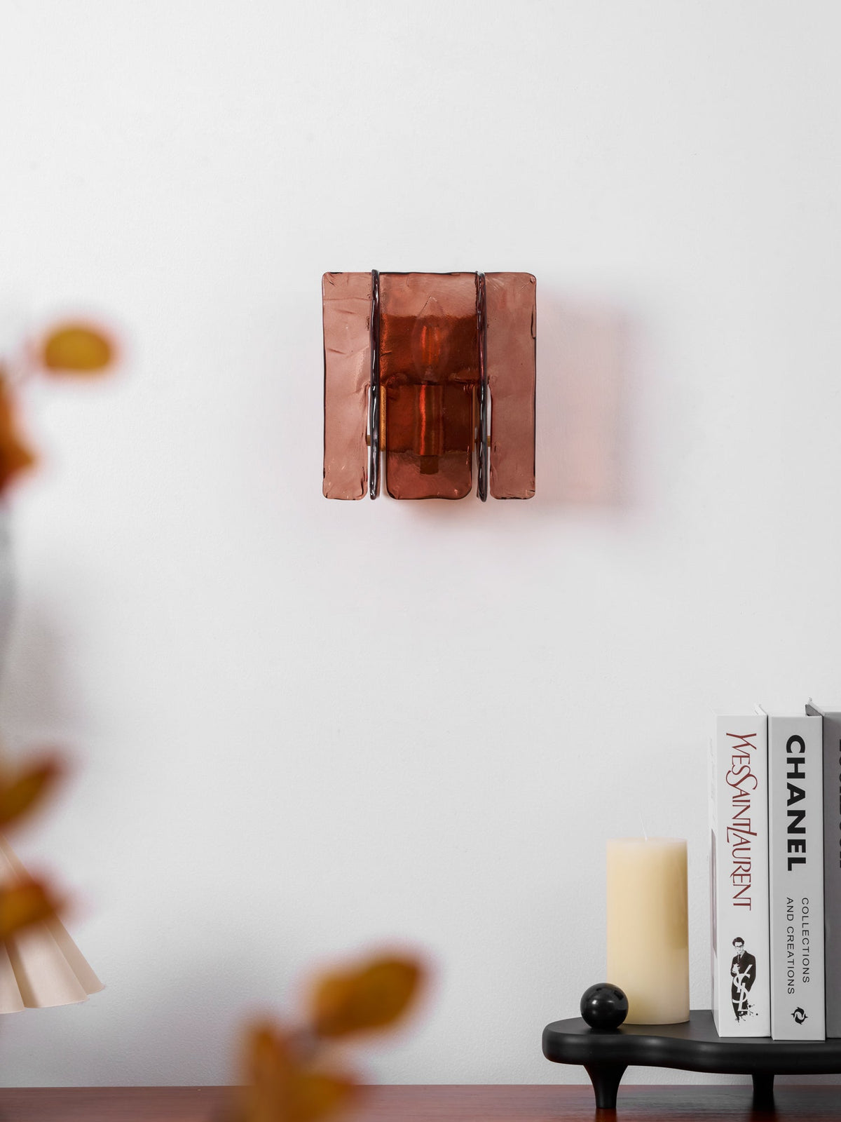 Modern LED Wall Light, Gold & Wine Red