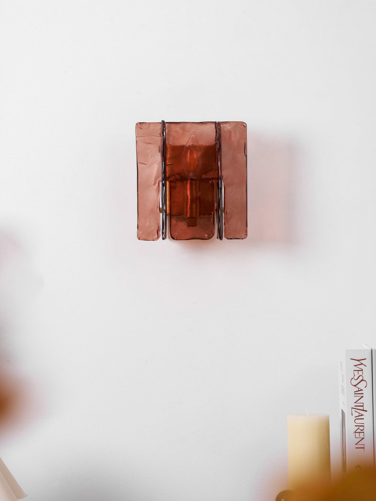 Modern LED Wall Light, Gold & Wine Red