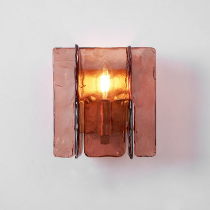Modern LED Wall Light, Gold & Wine Red