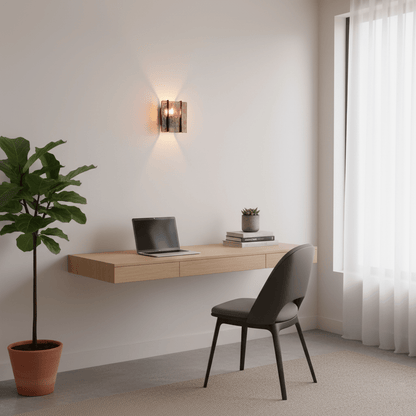 Modern LED Wall Light, Gold & Wine Red