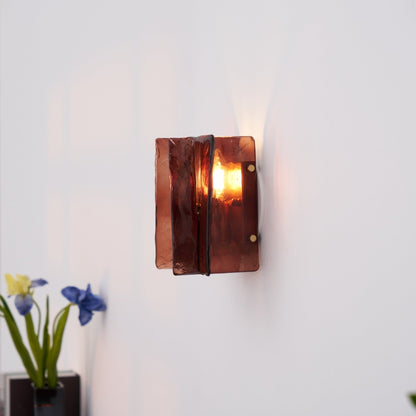 Modern LED Wall Light, Gold & Wine Red — detail view