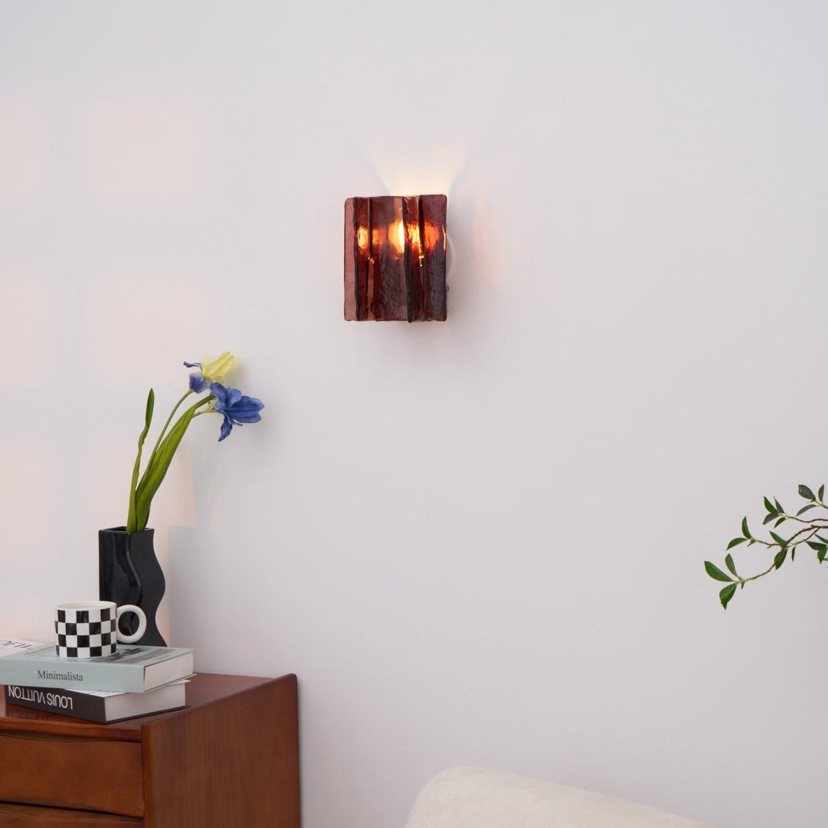 Modern LED Wall Light, Gold & Wine Red