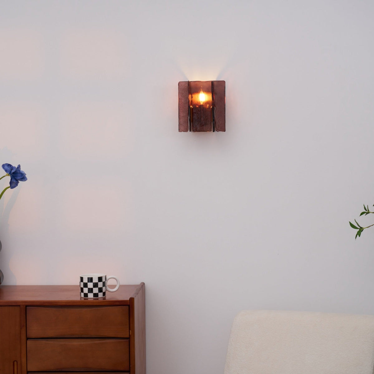 Modern LED Wall Light, Gold & Wine Red