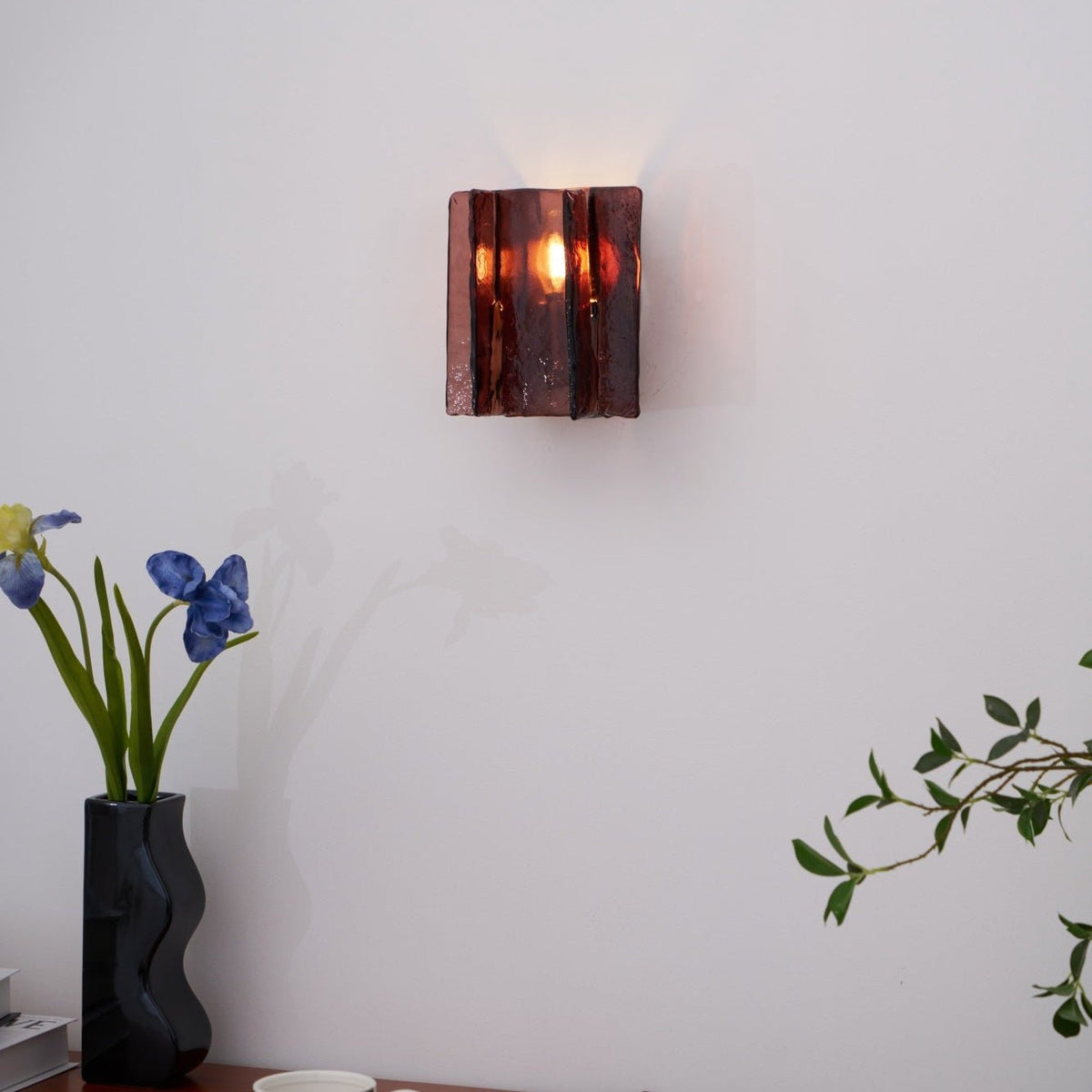 Modern LED Wall Light, Gold & Wine Red