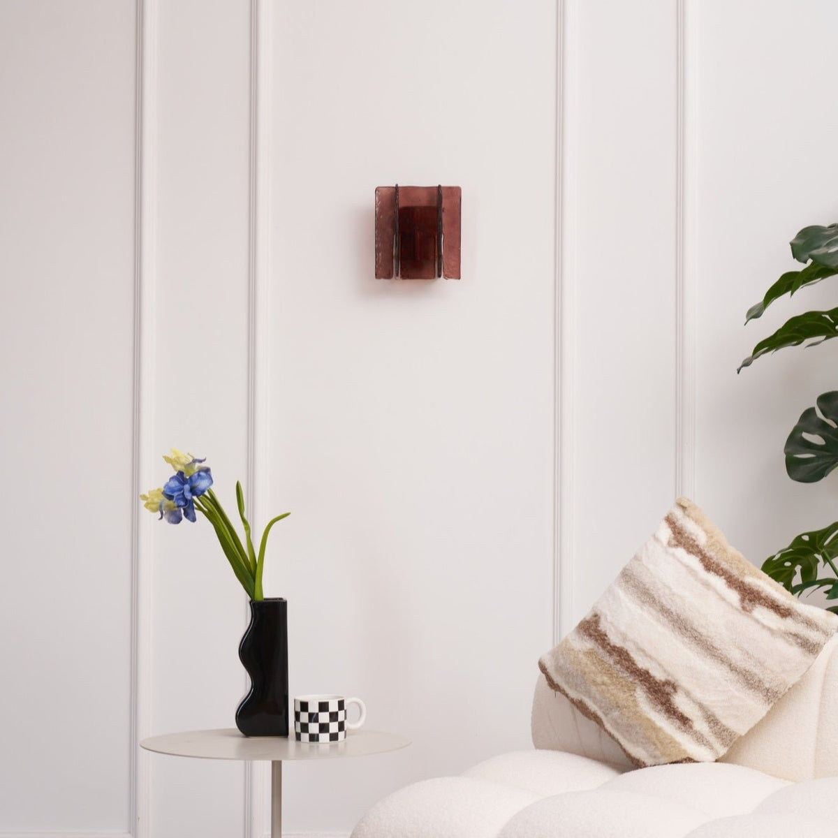 Modern LED Wall Light, Gold & Wine Red