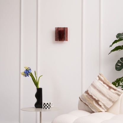 Modern LED Wall Light, Gold & Wine Red