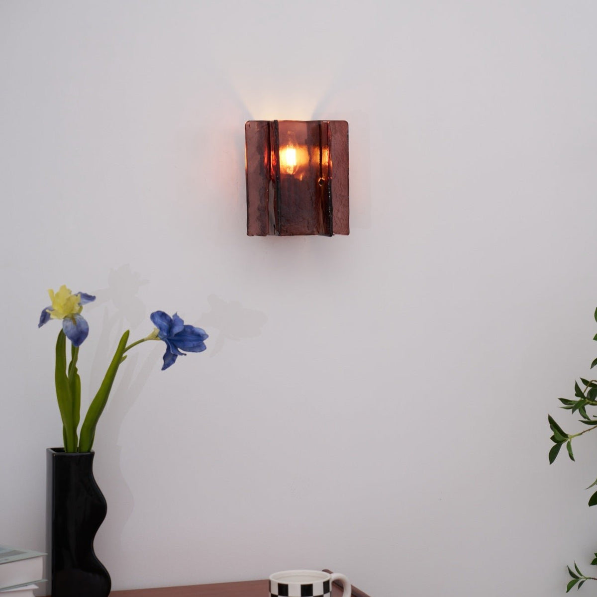 Modern LED Wall Light, Gold & Wine Red