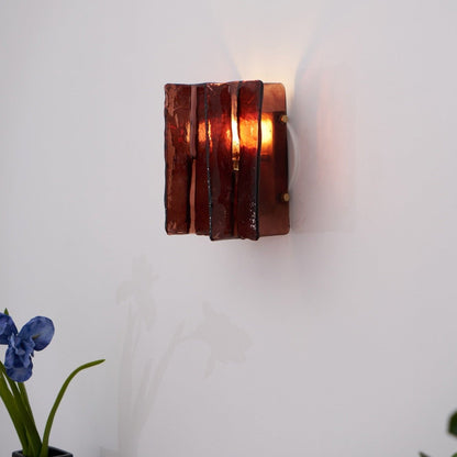 Modern LED Wall Light, Gold & Wine Red
