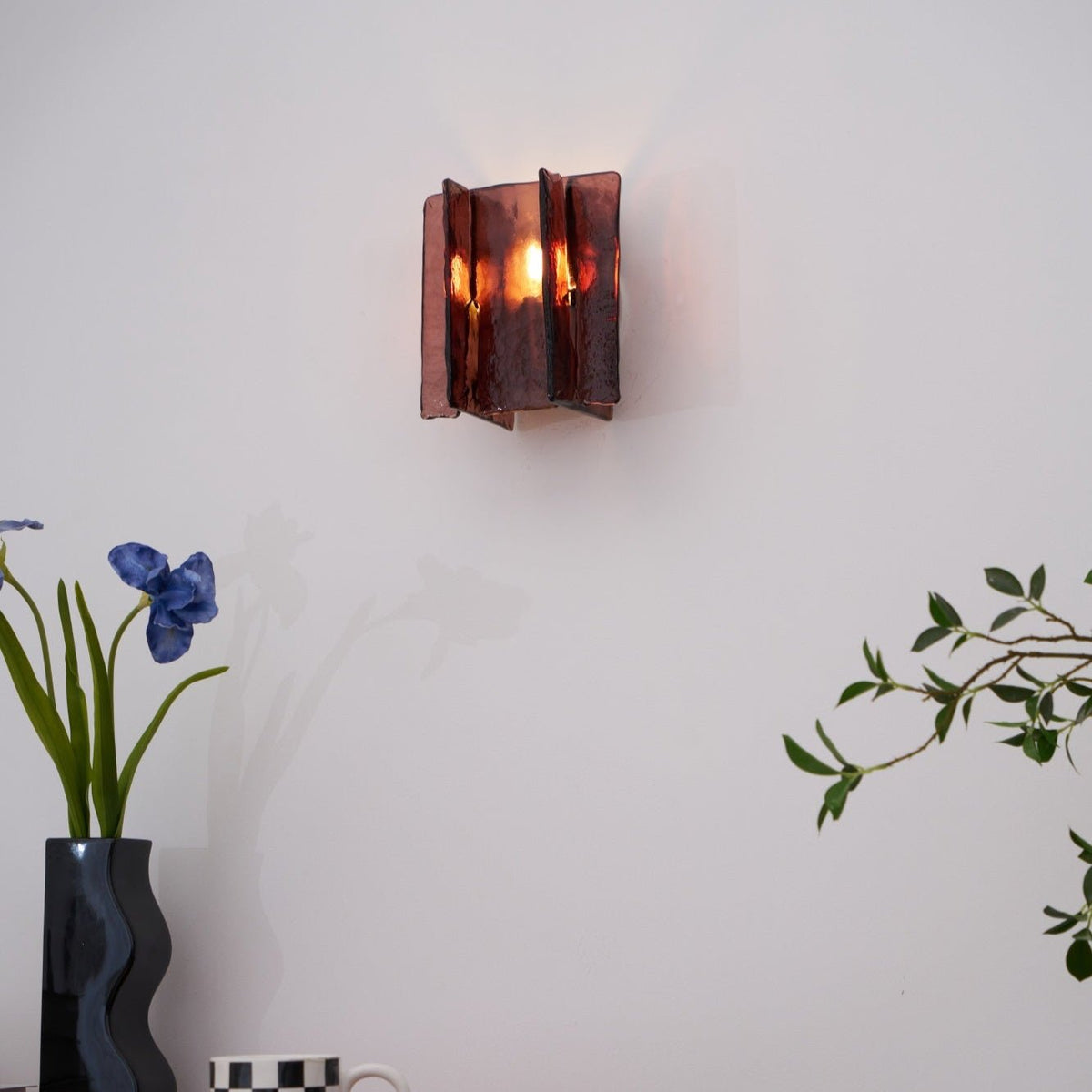 Modern LED Wall Light, Gold & Wine Red