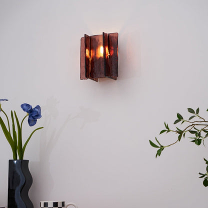 Modern LED Wall Light, Gold & Wine Red