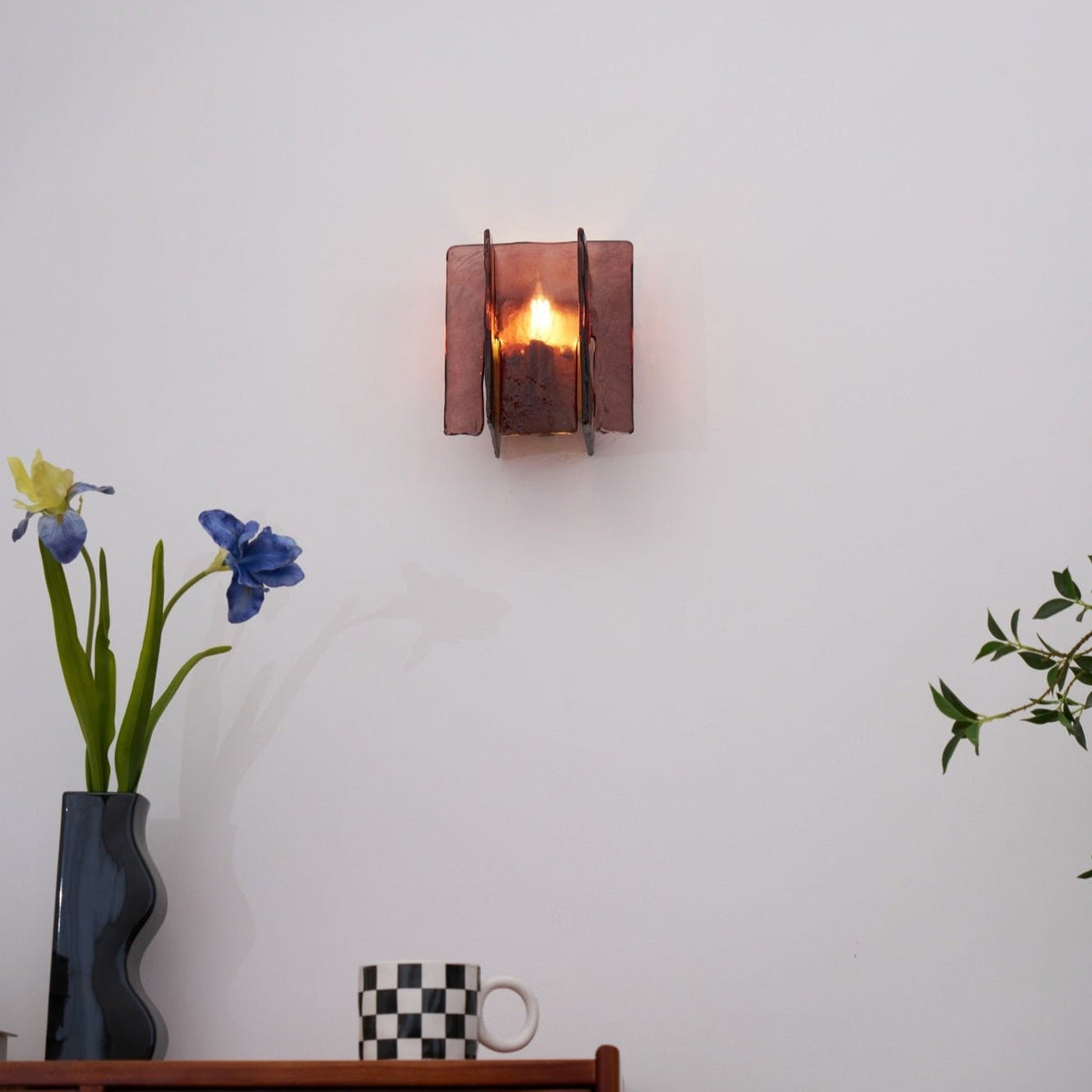 Modern LED Wall Light, Gold & Wine Red