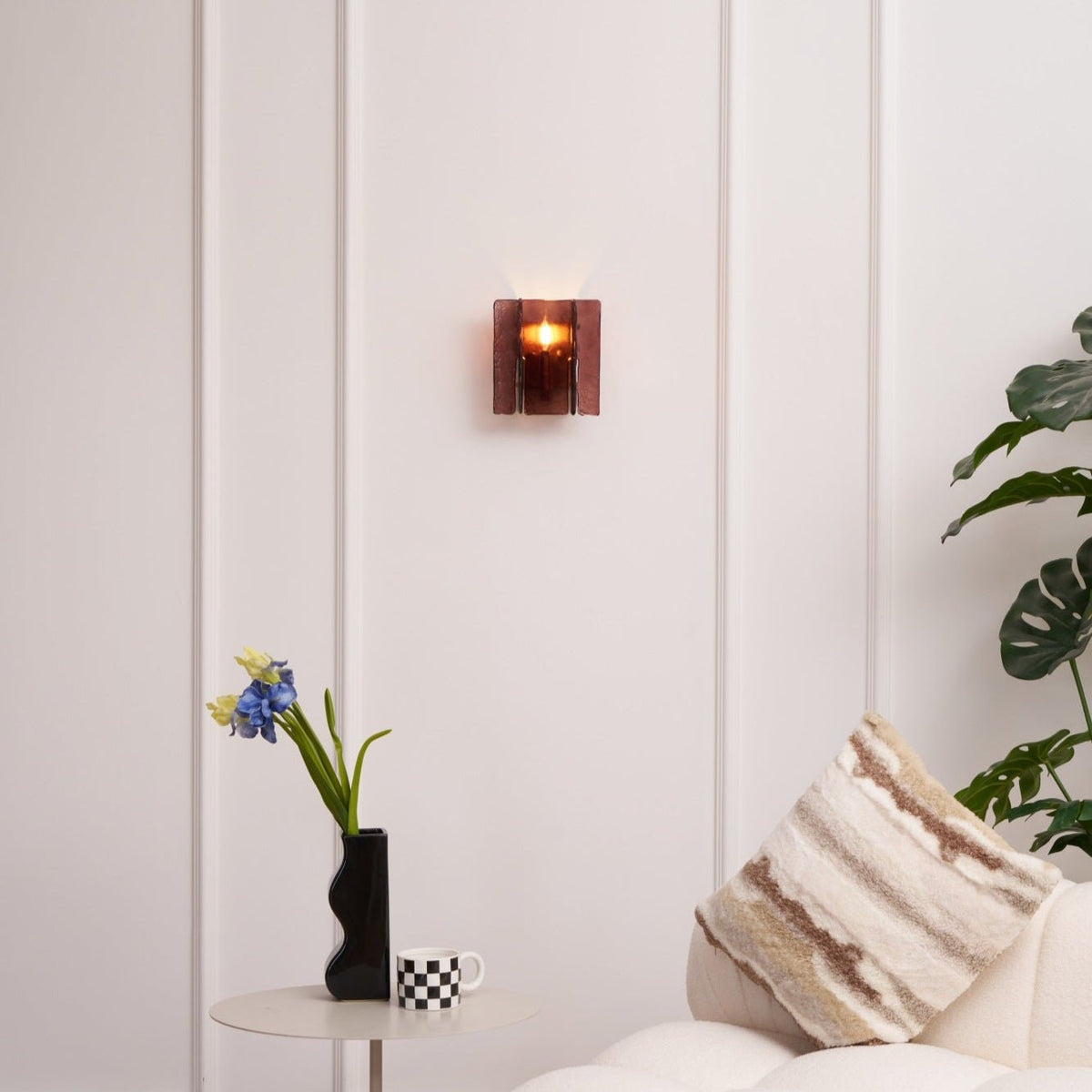 Modern LED Wall Light, Gold & Wine Red