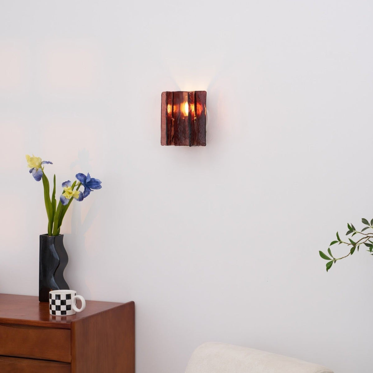 Modern LED Wall Light, Gold & Wine Red