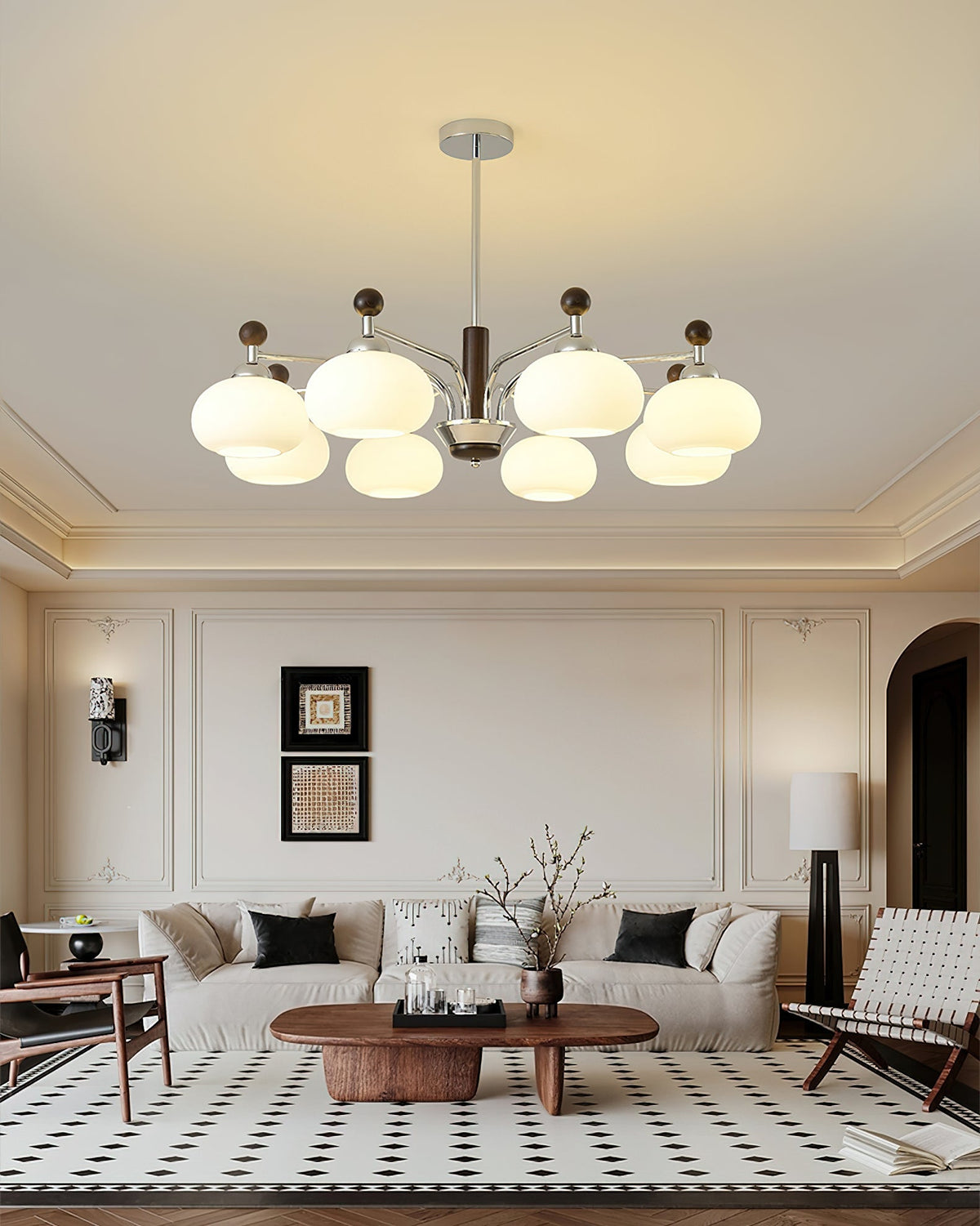 Modern Chandelier with Adjustable Height and LED — lifestyle view