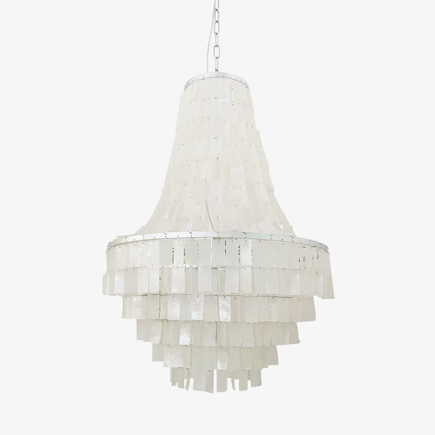 Boho Shell Tiered Chandelier, Coastal Decor — detail view