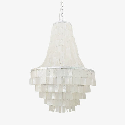 Boho Shell Tiered Chandelier, Coastal Decor — detail view