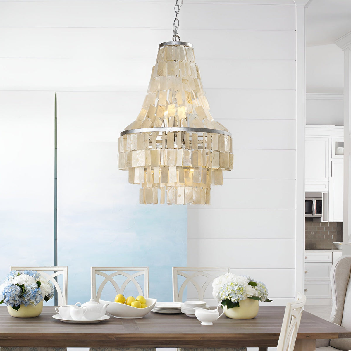 Boho Shell Tiered Chandelier, Coastal Decor